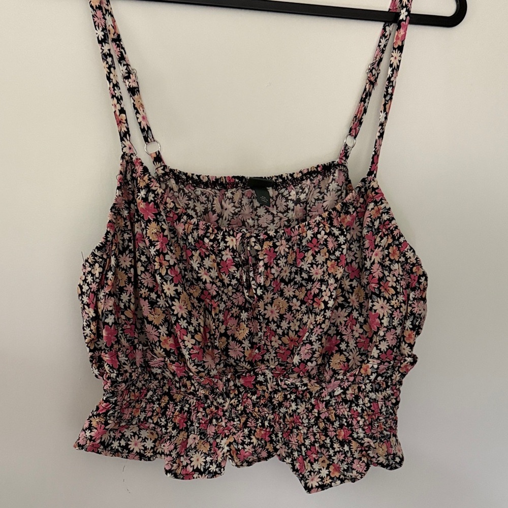 Wild Fable Pink and Black Floral Tank